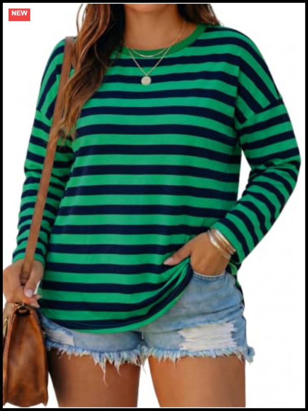 Plus Size Striped Long Sleeve T-Shirt Color Block Oversized Tunic Top